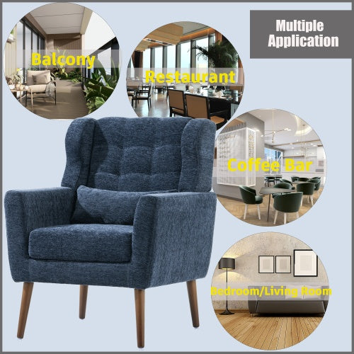 Modern Chenille Accent Chair with Pillow – Upholstered Armchair for Living Room, Bedroom & Small Spaces