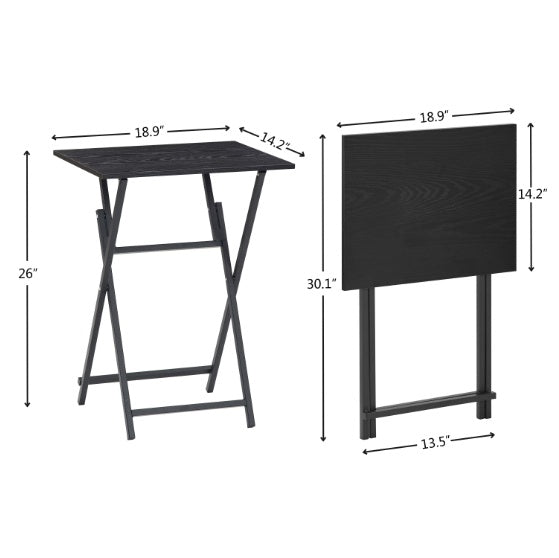 2 Pcs Folding TV Tray Table Set - Black or White