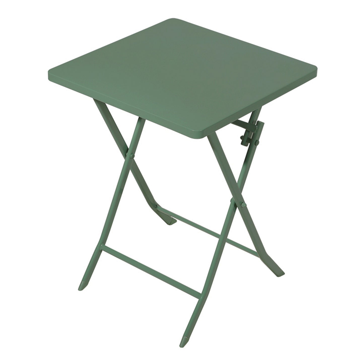 3 Piece Patio Bistro Set of Foldable Square Table and Chairs, Dark Green