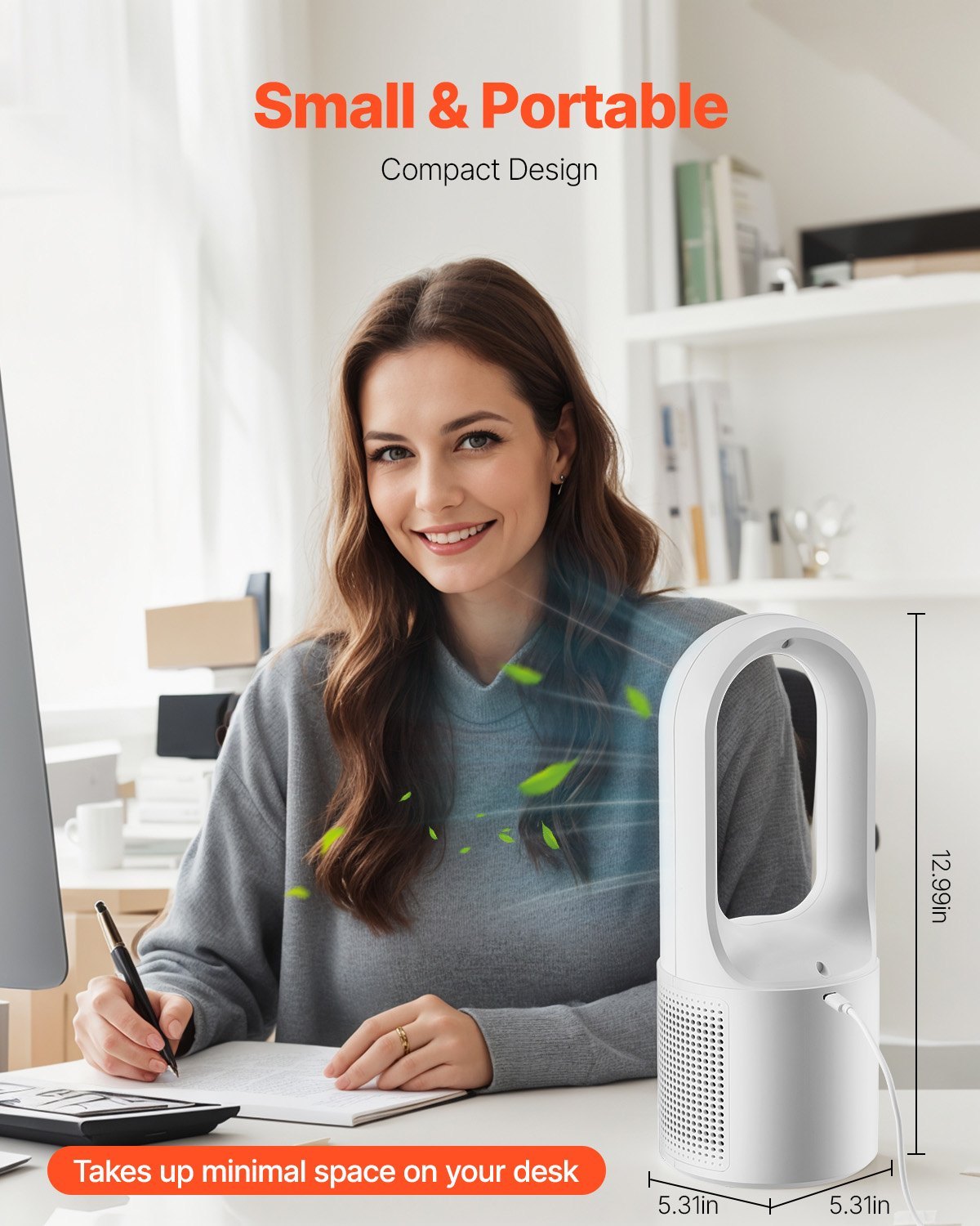 Portable Desk Bladeless Fan (6-Speed, Ultra-Quiet) - Stay Cool in Style