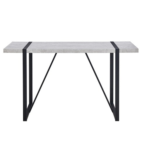 55" Modern Rectangular Dining Table – Gray MDF & Metal Frame, Seats 4 (Table Only)