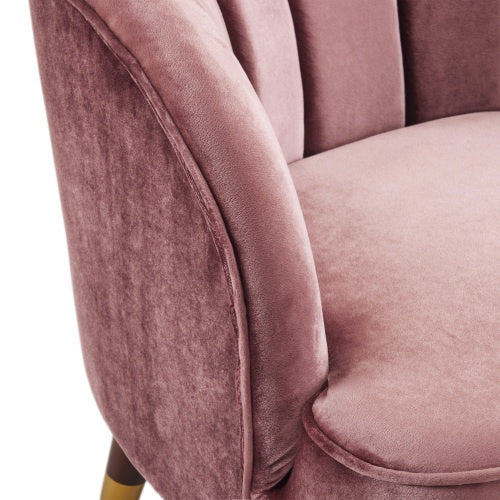 Upholstered Barrel Accent Chair With Wooden Legs - Blush, Orange, White