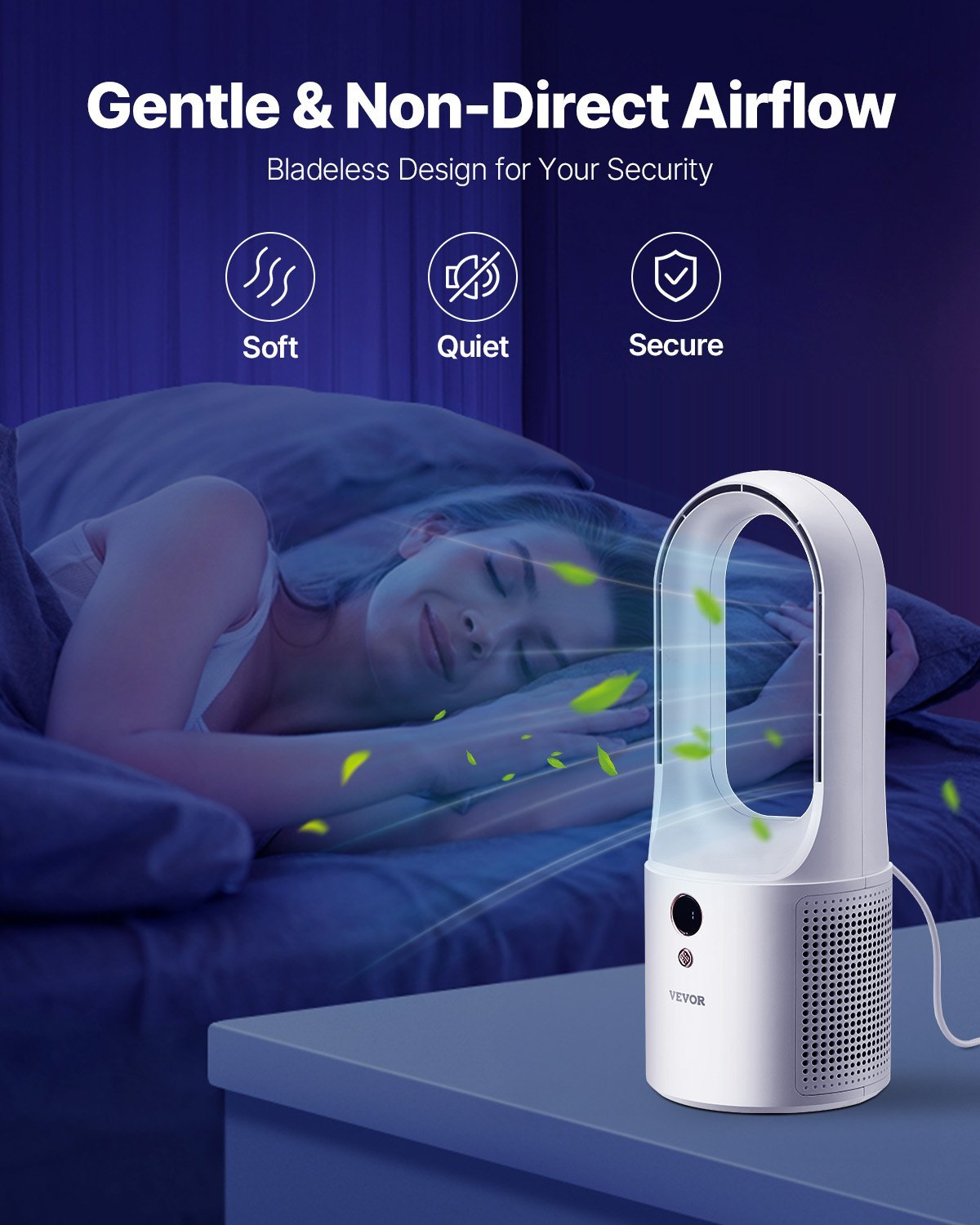 Portable Desk Bladeless Fan (6-Speed, Ultra-Quiet) - Stay Cool in Style