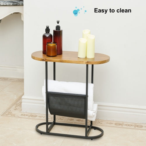 Acacia Oval Side Table – Compact Living Room Storage with Magazine Organizer (Set of 2)