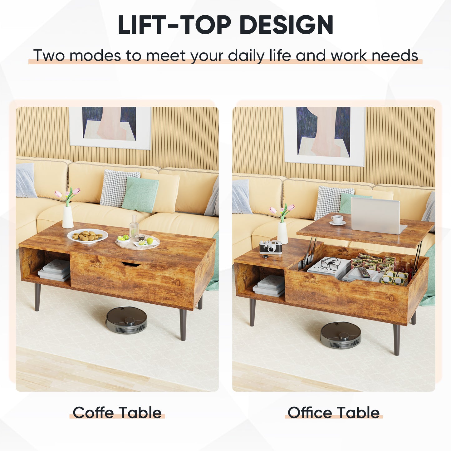 Modern Coffee Table for Living Room – Stylish and Functional Centerpiece - Black or Wood