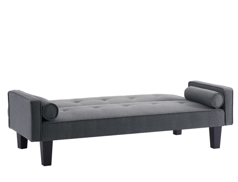 Mid-Century Modern Fabric Loveseat Sofa with Pillows – Button-Tufted Upholstery & Pull Point Design for Living Room Furniture