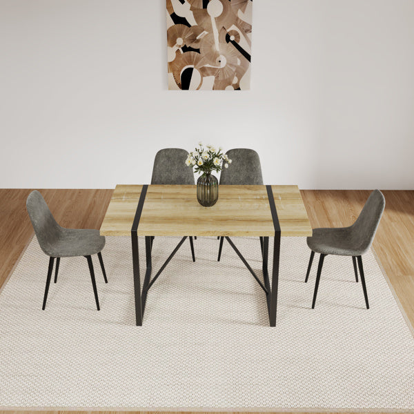 Set of 4 Modern Upholstered Dining Chairs – Glove Suede Fabric with Metal Legs, Curved Back Design (Gray)