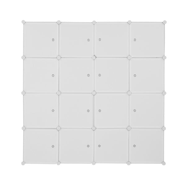 4-Tier 16-Cube Wardrobe Organizer – Modular Storage Cabinet with Grid Design for Clothes, Shoes, and Accessories