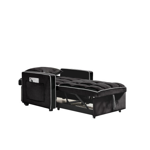 3-in-1 Black Velvet Sofa Bed Chair – Modern Comfort Meets Versatility