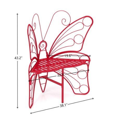 Modern Butterfly Cast Metal Garden Bench – Outdoor Patio Seating for Porch, Yard, or Patio