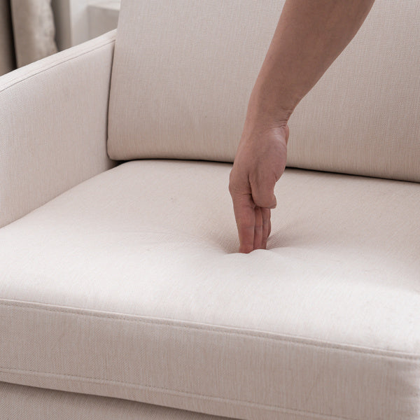 Modern Linen Lounge Chair – Compact, Comfortable, and Stylish (Off White)