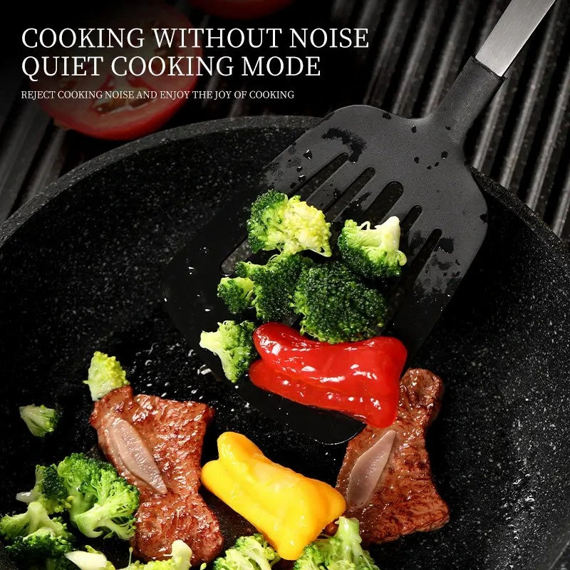Premium 5-Piece Kitchen Utensil Set – Stainless Steel Handles & Heat-Resistant Nylon Heads (Black)
