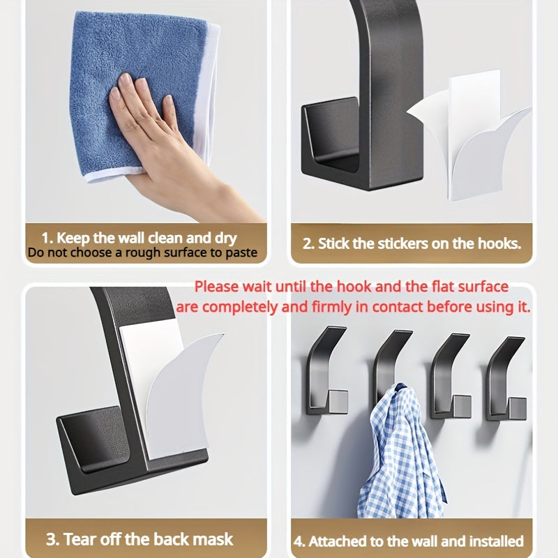 5-Piece No-Drill Wall Hook Set – Strong Adhesive Hooks for Bedroom, Kitchen & Bathroom – Durable ABS Plastic