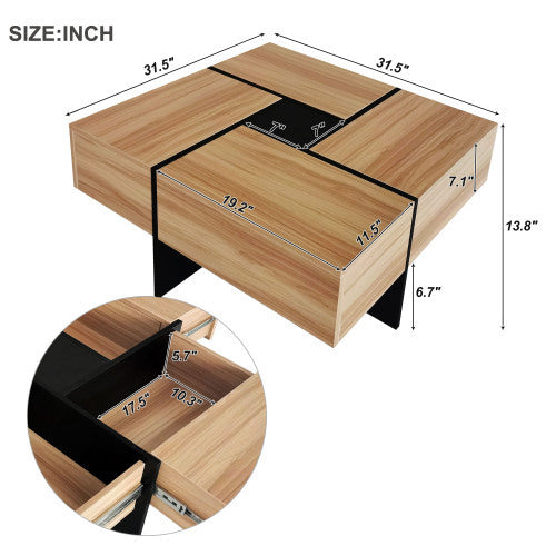 Modern Coffee Table with 4 Hidden Storage Compartments – Unique Design for Stylish & Functional Living Room Organization