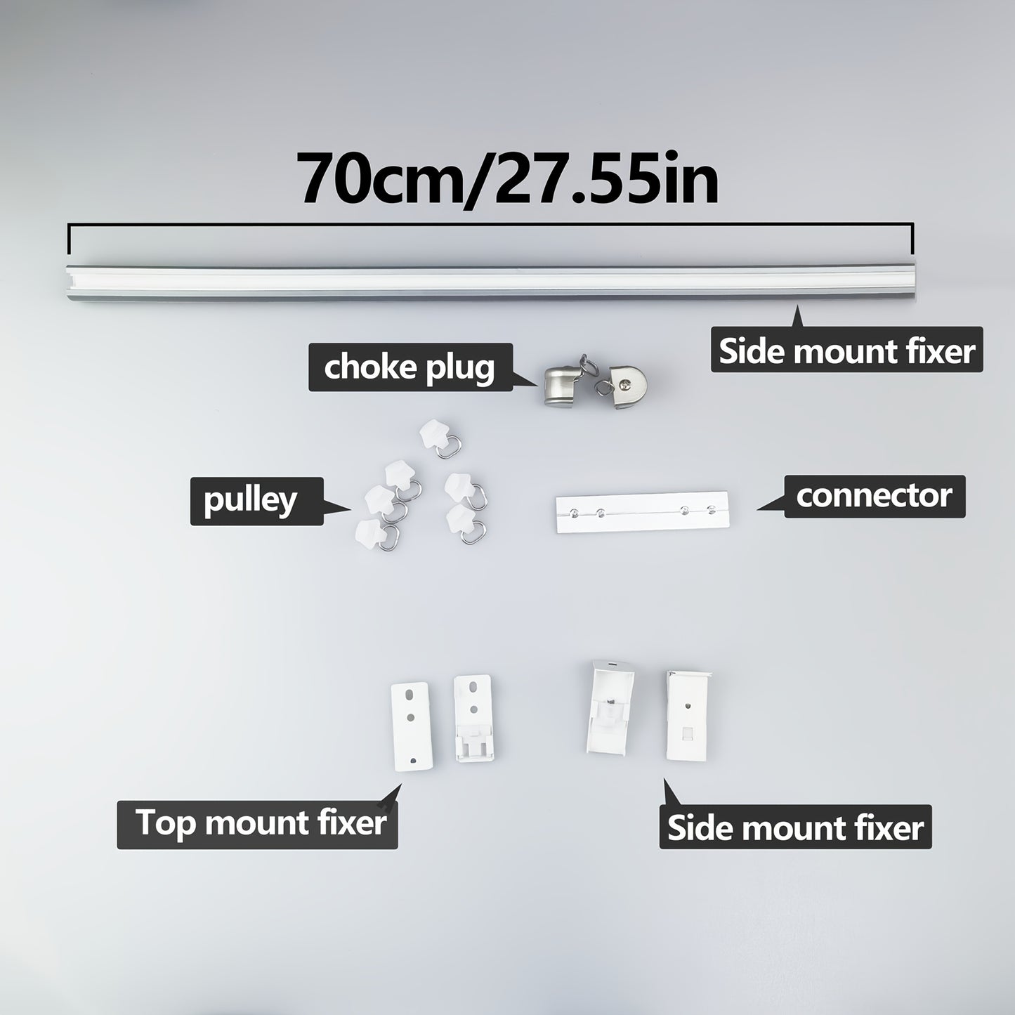 Aluminum Curtain Track – No-Drill, Quiet Glide, Adjustable for Home & Dorm Bathrooms