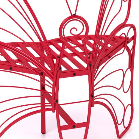 Modern Butterfly Cast Metal Garden Bench – Outdoor Patio Seating for Porch, Yard, or Patio