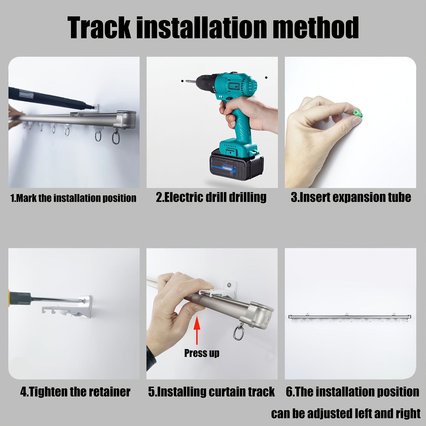 Aluminum Curtain Track – No-Drill, Quiet Glide, Adjustable for Home & Dorm Bathrooms