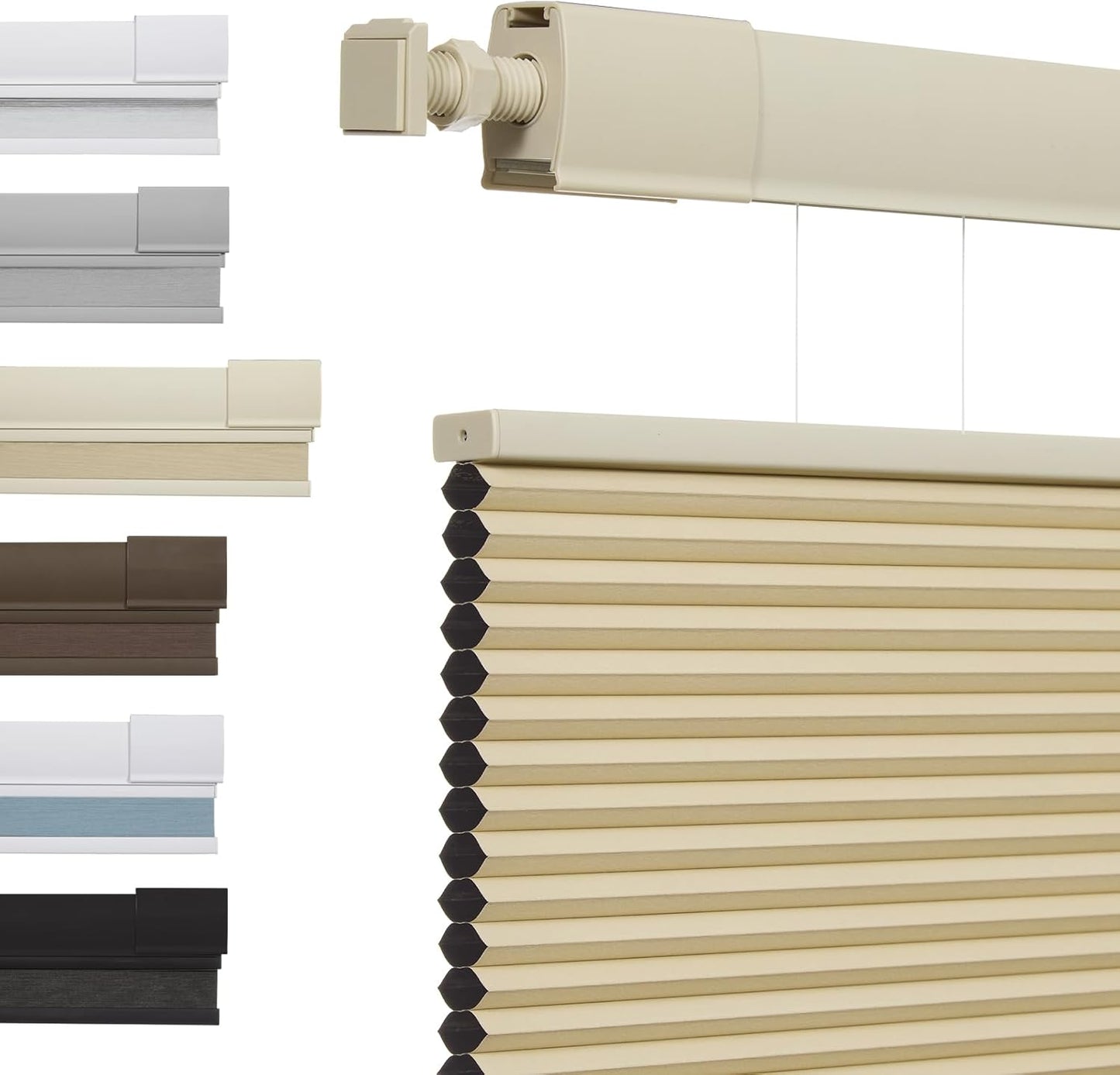 Cellular Shades for Windows, No Tools No Drill Top Down Bottom Up, 1" Blackout Fabric, Cordless Honeycomb Blinds for Indoor Window, Thermal Insulated Noise Reduction, Custom Size, Beige