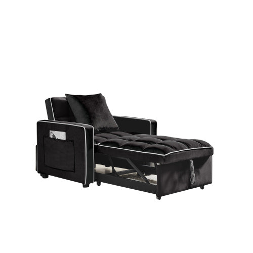 3-in-1 Black Velvet Sofa Bed Chair – Modern Comfort Meets Versatility