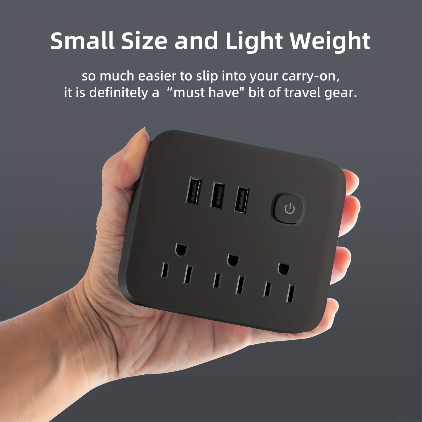 Touch-Controlled Power Strip Surge Protector – 3 AC Outlets, 3 USB Ports, Flat Plug, Overload Protection, Compact Charging Station for Home, Office & Travel (Black or White)