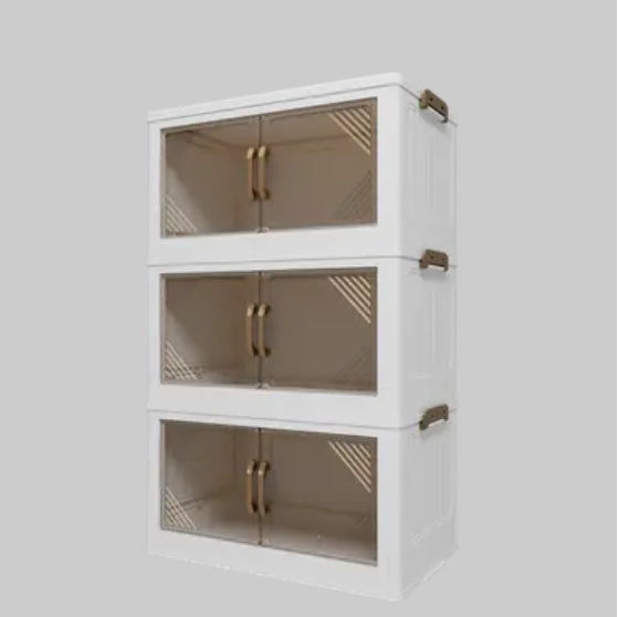 172 QT Foldable Storage Box – 21.6" Wide, 3-Tier Large-Capacity Organizer with Clear Door | Easy Access, Space-Saving Design, Ideal for Moving