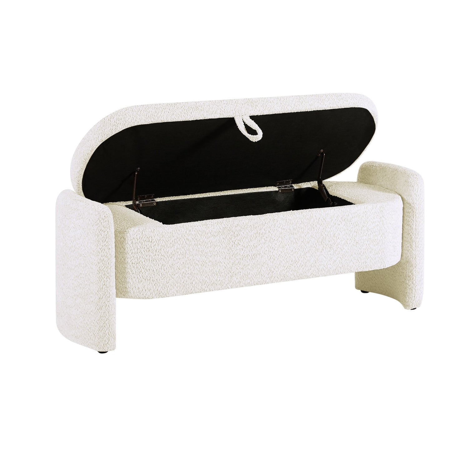 Ottoman Oval Storage Bench – Cream White (3D Lamb Fleece Fabric)