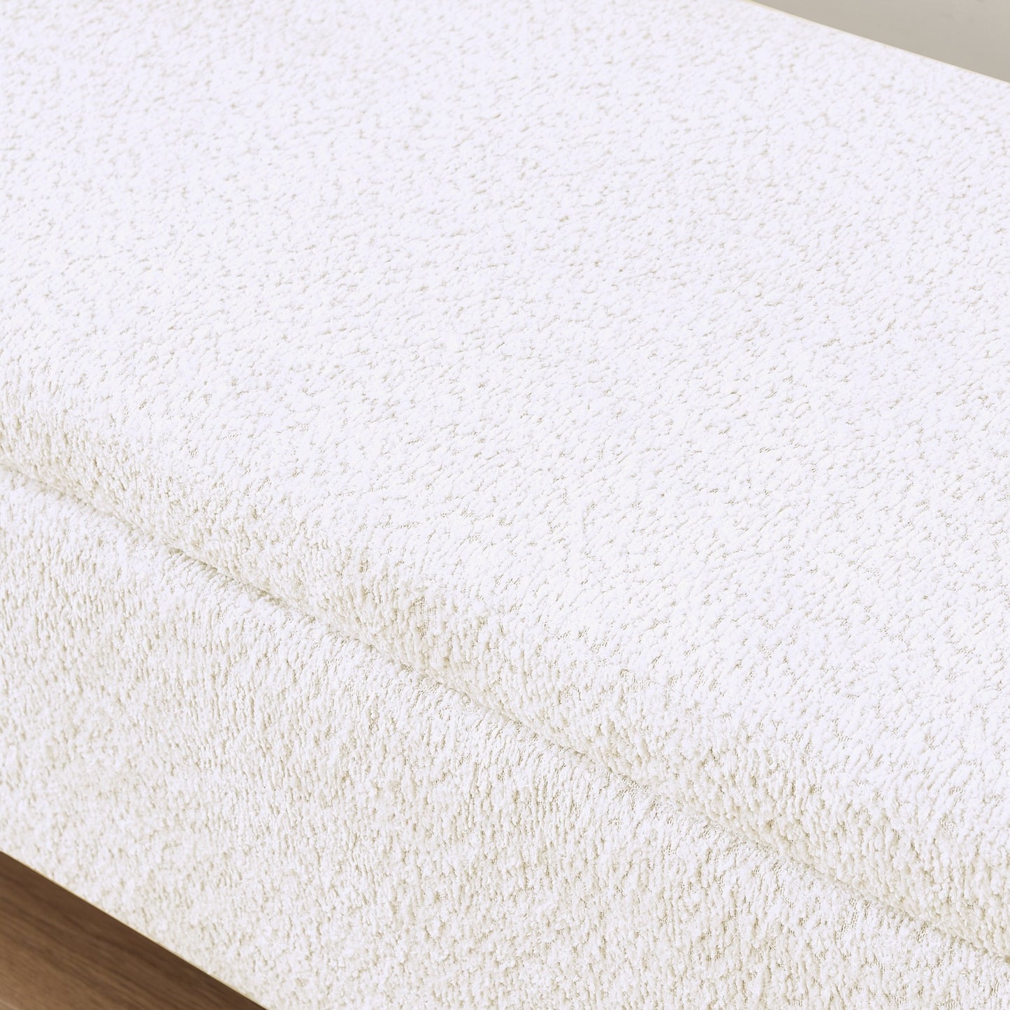 Ottoman Oval Storage Bench – Cream White (3D Lamb Fleece Fabric)