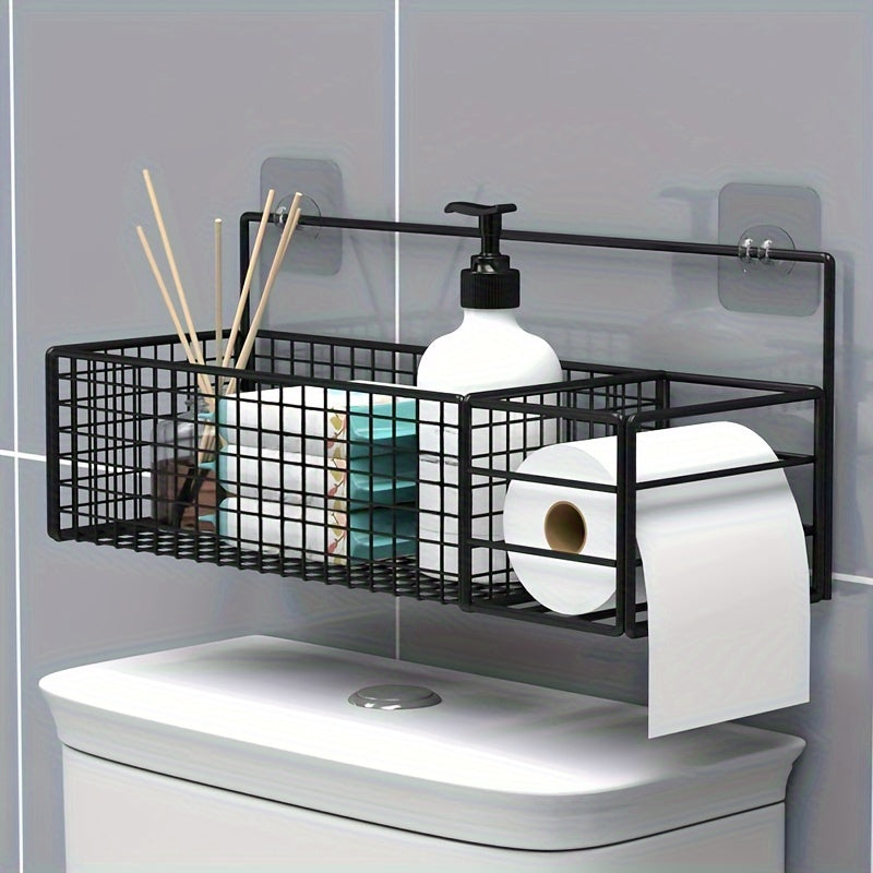 Space-Saving Over-the-Toilet Storage Rack with Tissue Holder - Waterproof, No-Drill Installation for Bathroom Organization