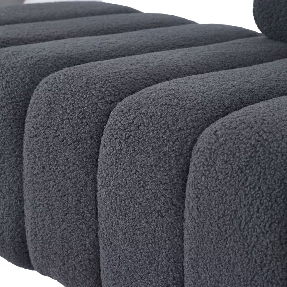Grey Teddy Velvet Bedroom Bench – Plush Upholstered Accent Seating
