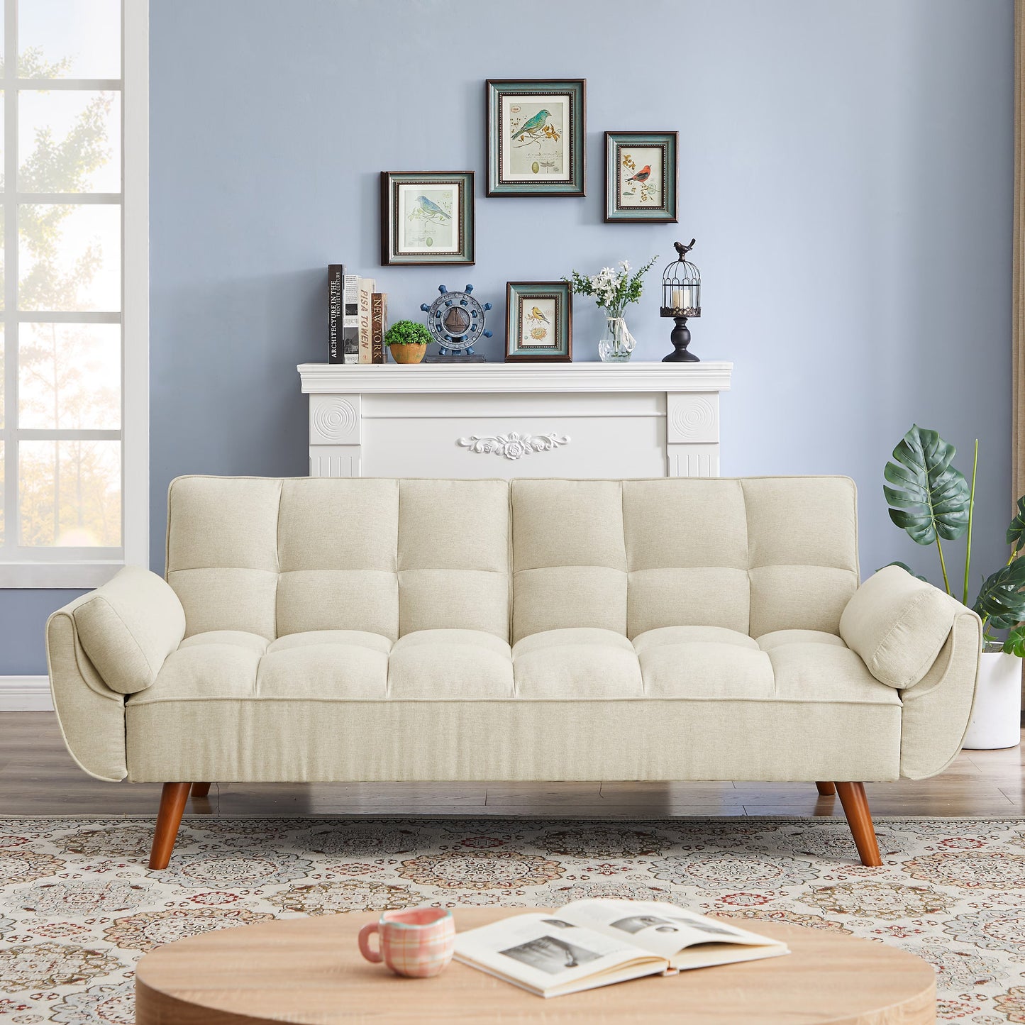 Modern Beige Cloth Sofa – Simple Comfort, Everyday Style