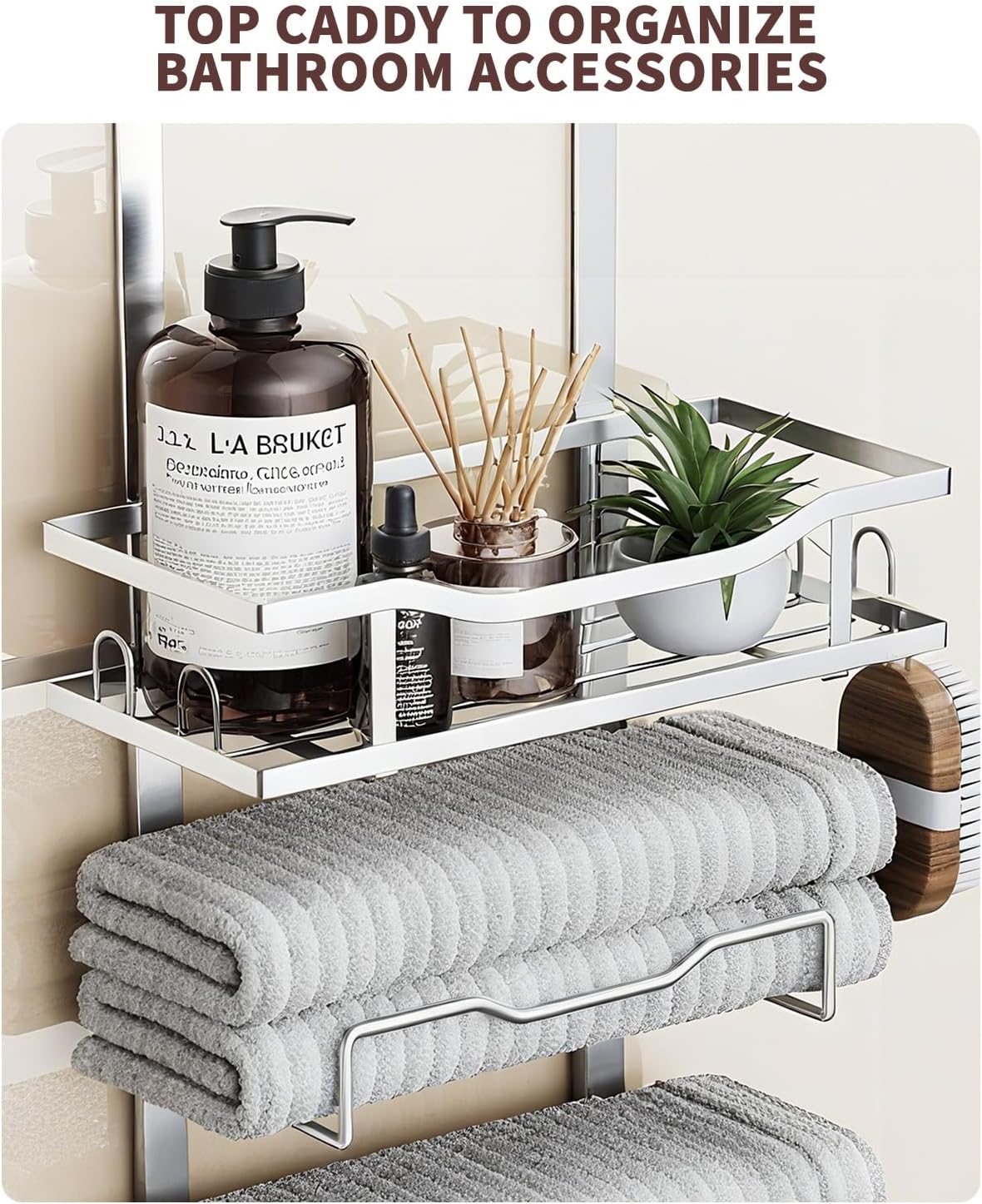 Over-the-Door Towel Rack β 8-Tier No-Drill Hanging Organizer for Bathroom, Back Door β Space-Saving Rolled Towel Holder (Silver)