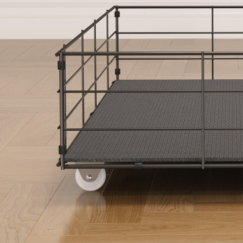 Full-Size Bed Frame with LED Headboard, 4 Under-Bed Storage Drawers & Wingback Design