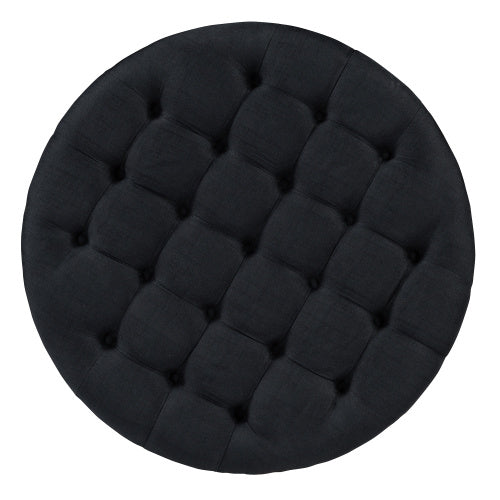 Modern 2-Tier Round Ottoman Coffee Table – Button Tufted, Mobile & Stylish