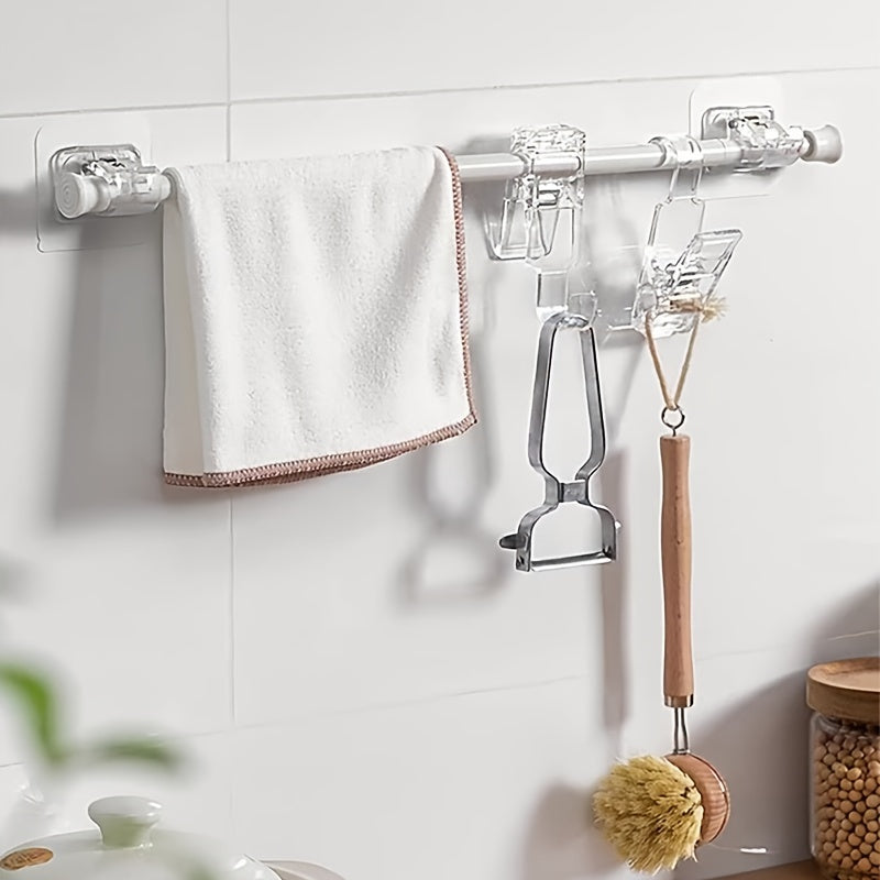 No-Drill Curtain Rod Brackets (2/8PCS) – Self-Adhesive, Adjustable & Damage-Free Installation