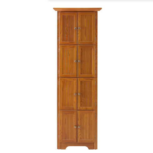 4-Tier 72" Tall Corner Pantry Cabinet with 8 Doors – Farmhouse Style Storage Cabinet