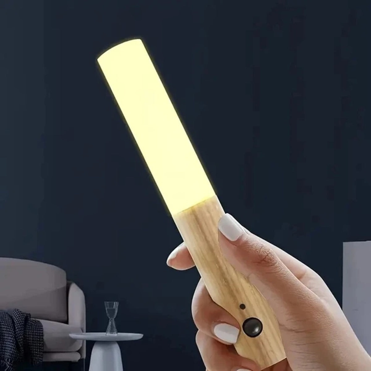 Magnetic Wooden LED Wall Sconce - Rechargeable Motion Sensor Night Light