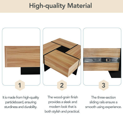 Modern Coffee Table with 4 Hidden Storage Compartments – Unique Design for Stylish & Functional Living Room Organization
