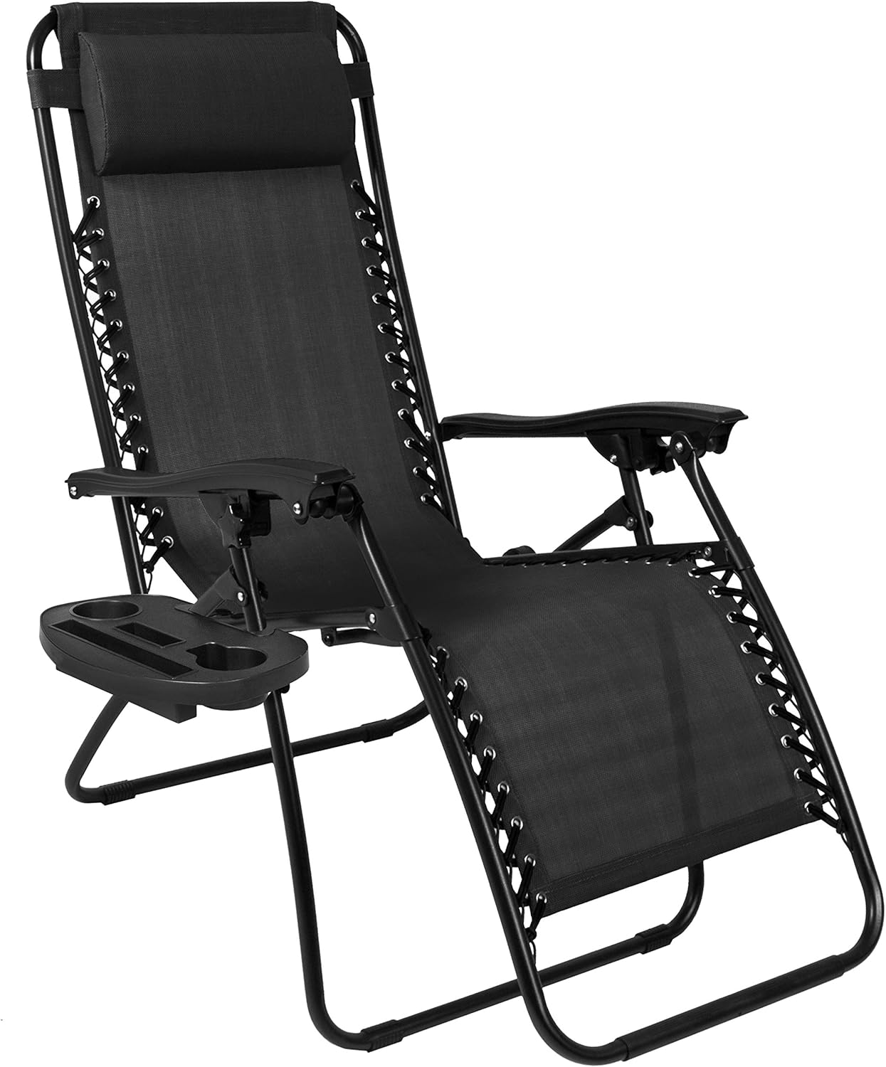 Adjustable Zero Gravity Lounge Chairs (Set of 2) – Mesh with Pillows & Side Trays - Multiple colors