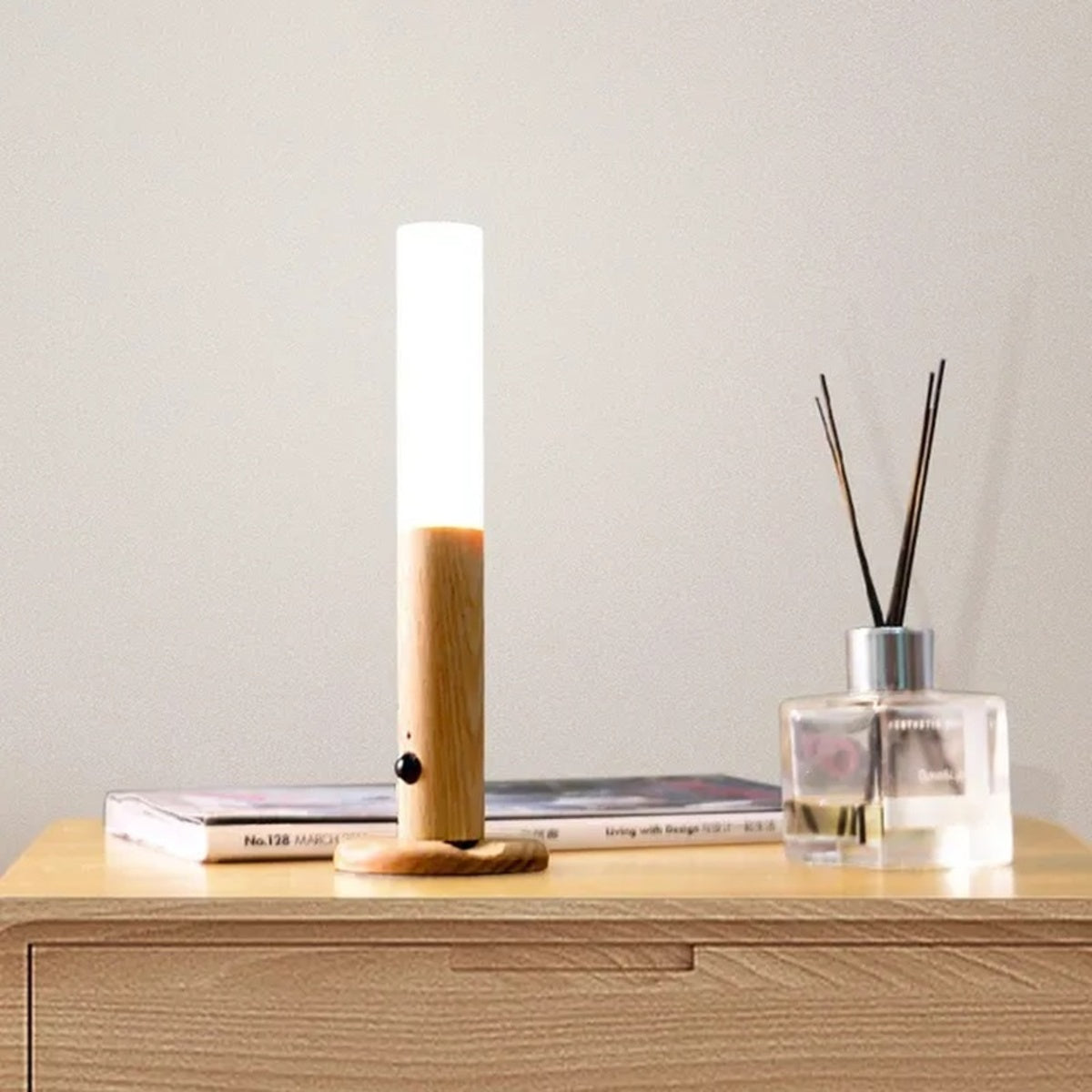 Magnetic Wooden LED Wall Sconce - Rechargeable Motion Sensor Night Light