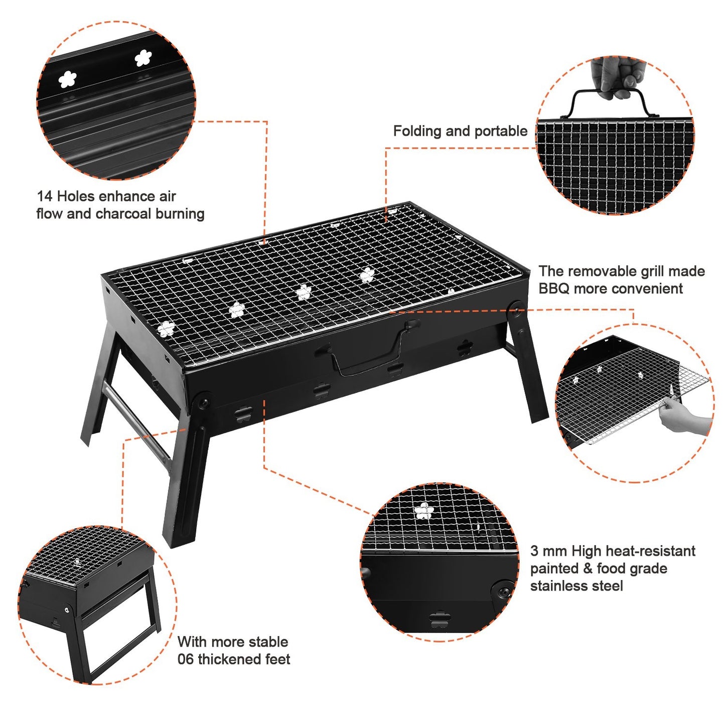 Portable BBQ Grill Foldable Charcoal Grill