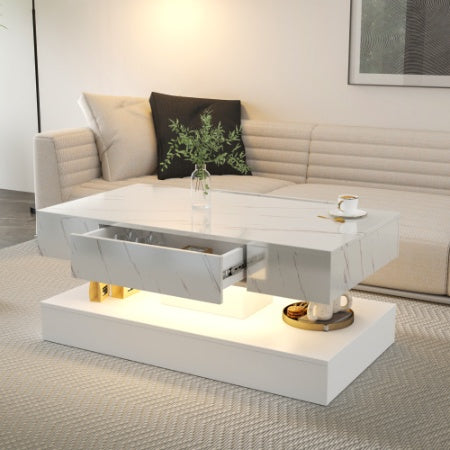 Modern LED Coffee Table – Sleek Living Room Centerpiece with Built-In Lights, Large Contemporary Furniture - Black or White