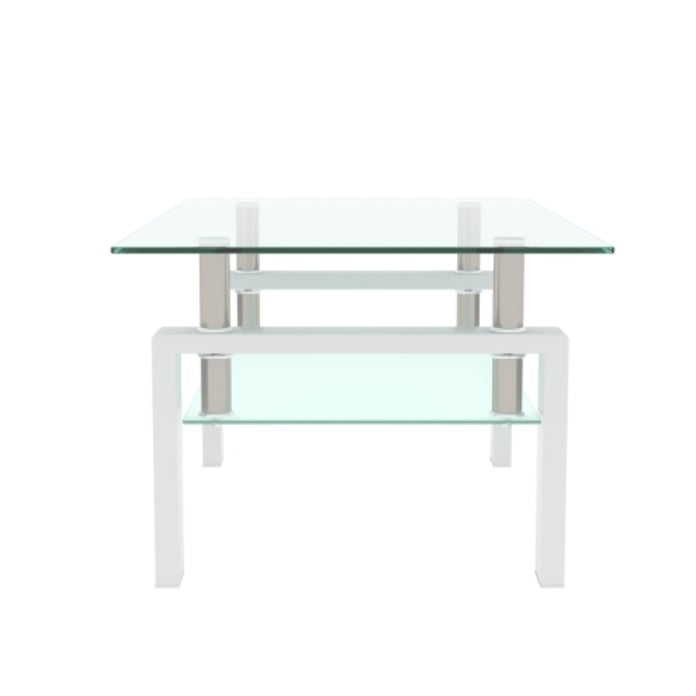 Modern White & Clear Coffee Table – Stylish Side or Center Table for Living Room Furniture Décor