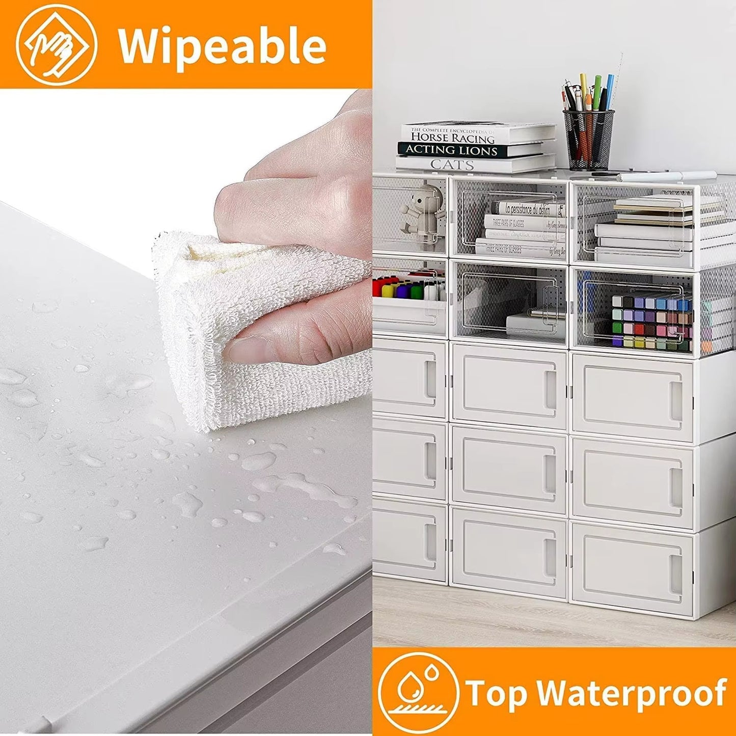 15-Pack Foldable Shoe Storage Boxes โ Stackable Clear Organizer Bins with Drawers