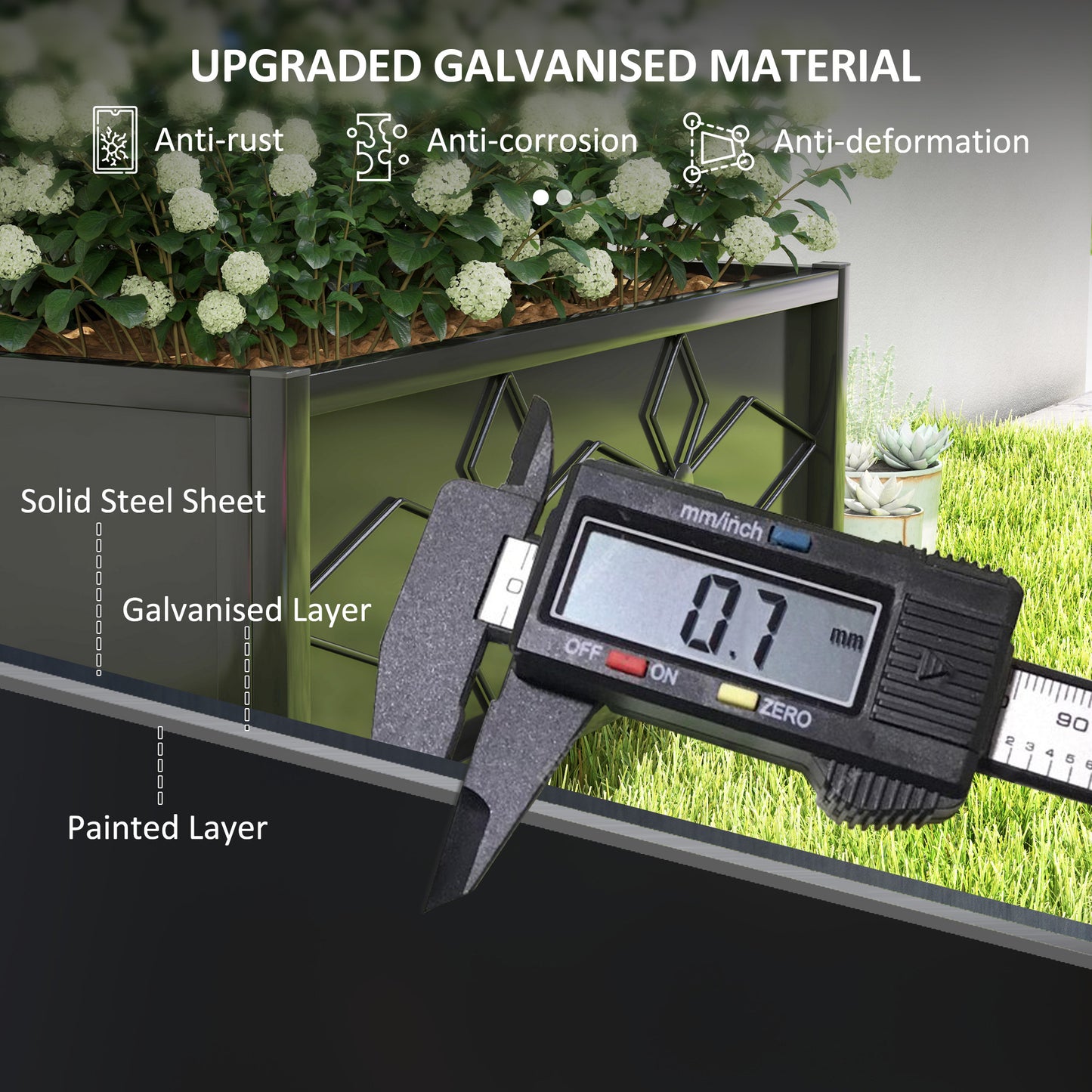 Outdoor Patio Planter Box – Galvanized Steel Raised Garden Bed for Small Spaces