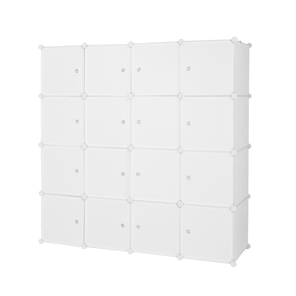 4-Tier 16-Cube Wardrobe Organizer – Modular Storage Cabinet with Grid Design for Clothes, Shoes, and Accessories