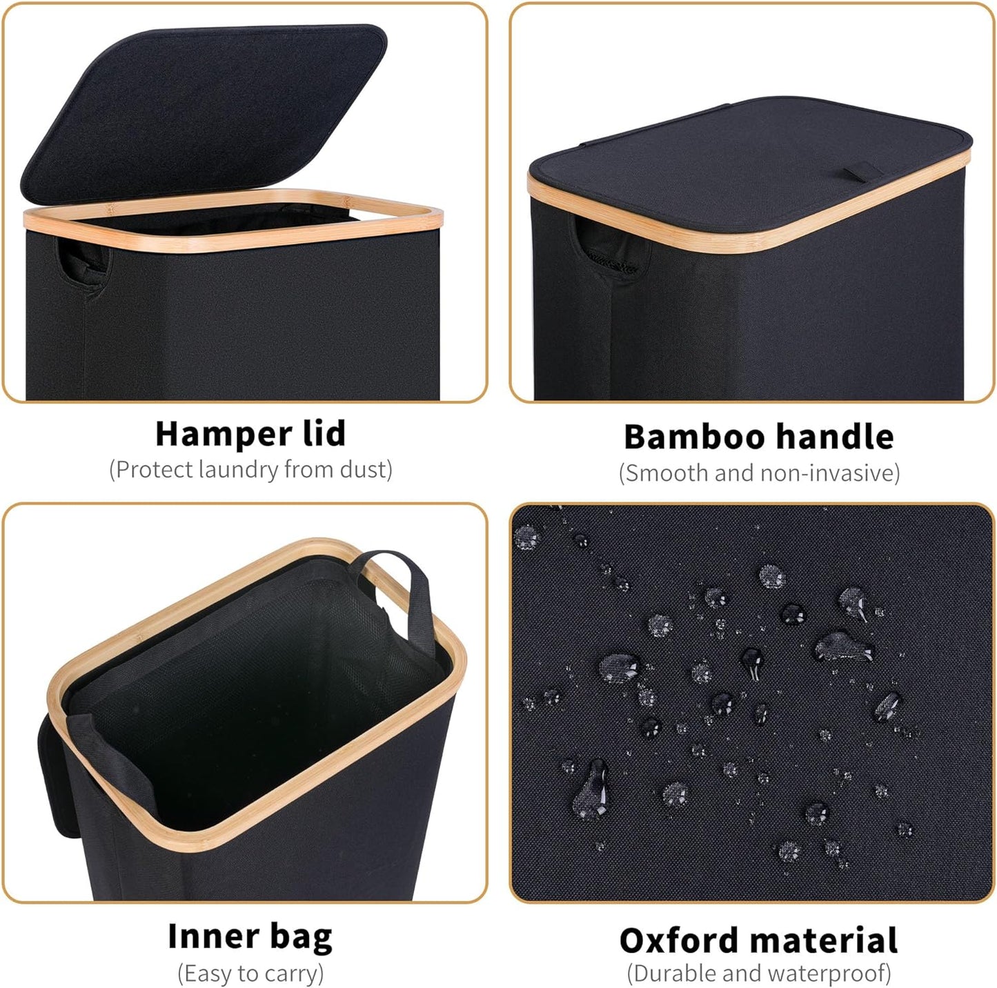 iEGrow 75L Slim Laundry Hamper with Wheels, Clothes Hamper for Laundry, Laundry Basket with Lid & Inner Bag for Laundry Room, Bedroom, Dormitory...