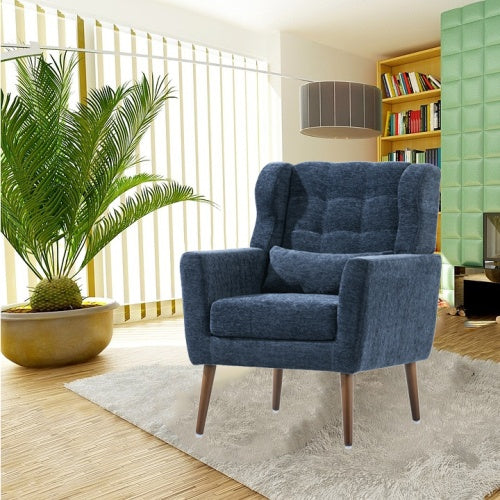 Modern Chenille Accent Chair with Pillow – Upholstered Armchair for Living Room, Bedroom & Small Spaces