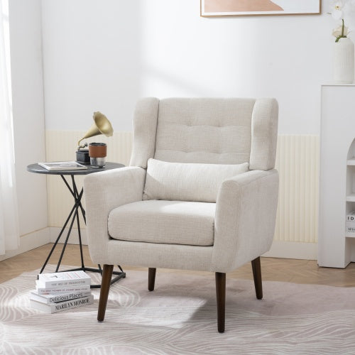 Modern Chenille Accent Chair with Pillow – Upholstered Armchair for Living Room, Bedroom & Small Spaces