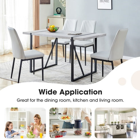 55" Modern Rectangular Dining Table – Gray MDF & Metal Frame, Seats 4 (Table Only)