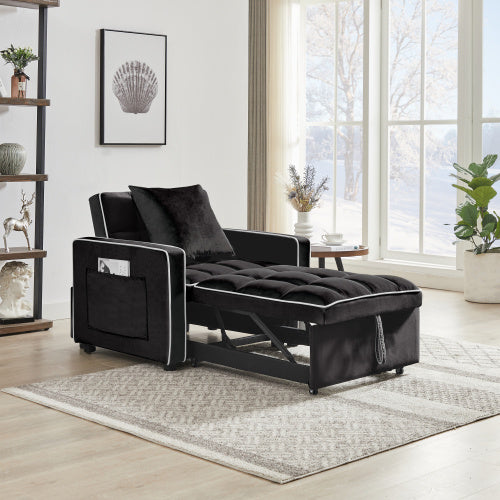 3-in-1 Black Velvet Sofa Bed Chair – Modern Comfort Meets Versatility